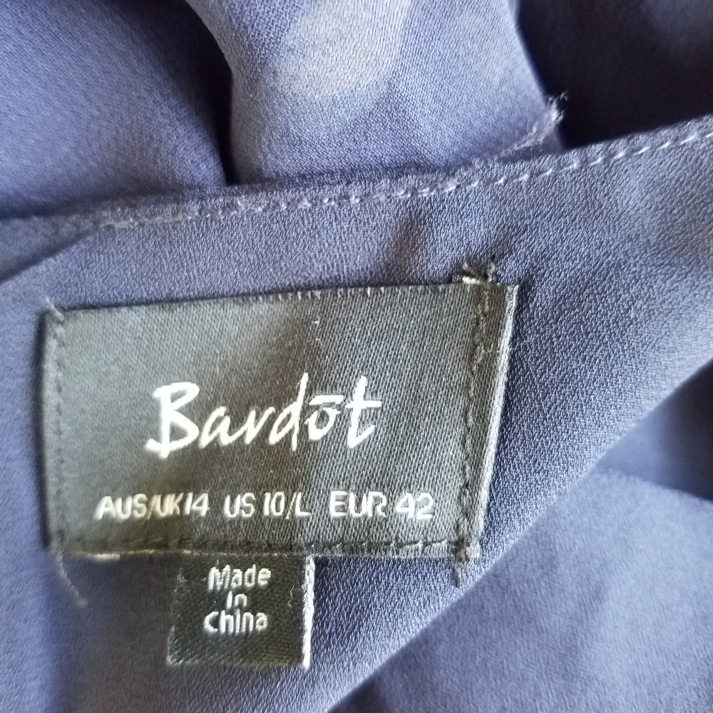 Bardot Poppy Floral Faux Wrap Chiffon Midi Dress, Navy Blue Sz 10 EUC - Picture 7 of 8